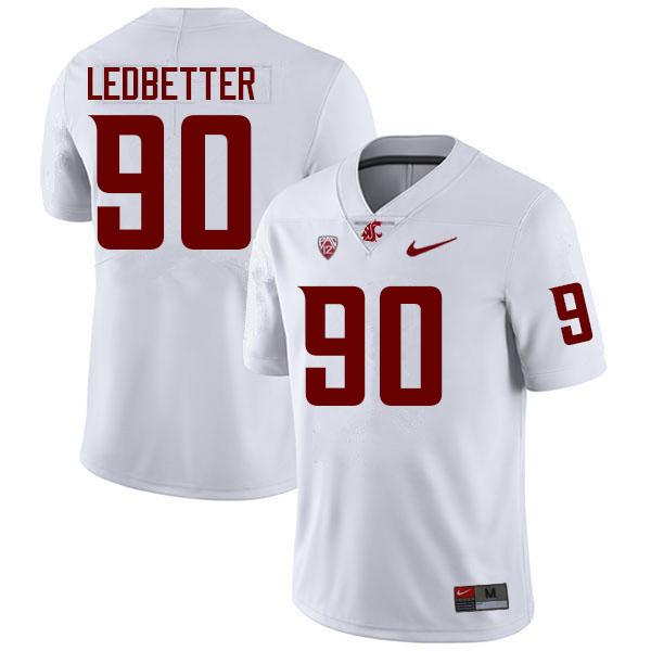 Men #90 Malachi Ledbetter Washington State Cougars College Football Jerseys Sale-White - Click Image to Close